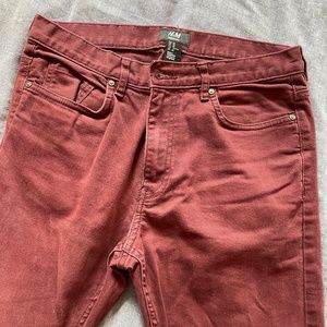 Male red brown skinny jeans from H&M
